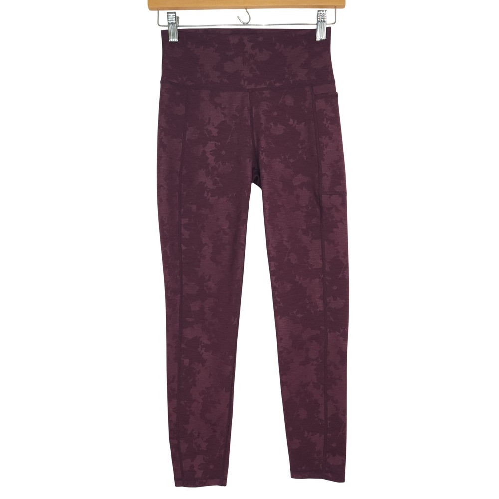 Sweaty Betty Super Sculpt 7/8 Leggings S Plum Burgundy Floral Camo SB5071C